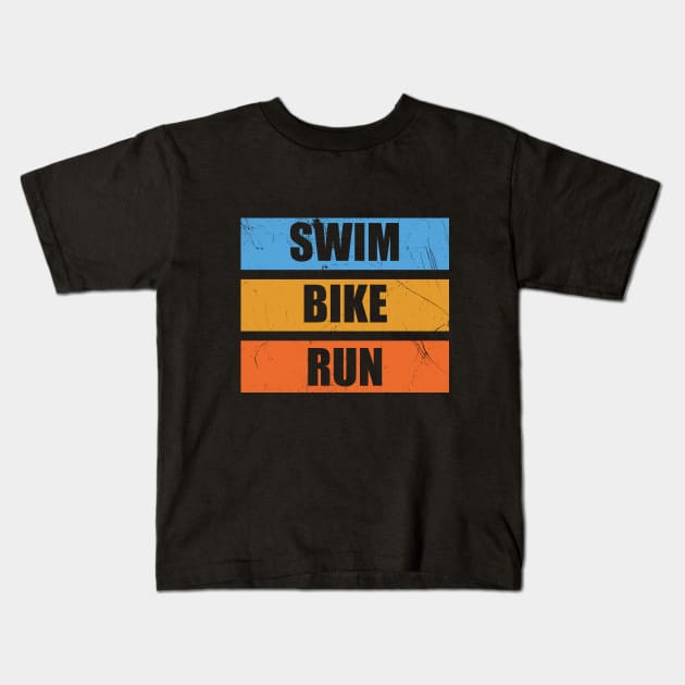 Triathlon - Swim Bike Run Kids T-Shirt by Kudostees